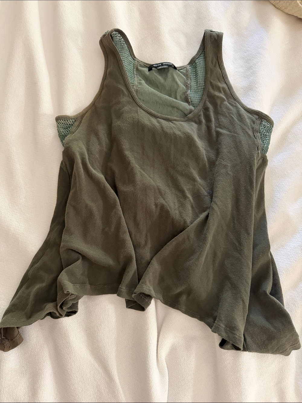 Olive Olivia Olive Green Mesh-Back Tank